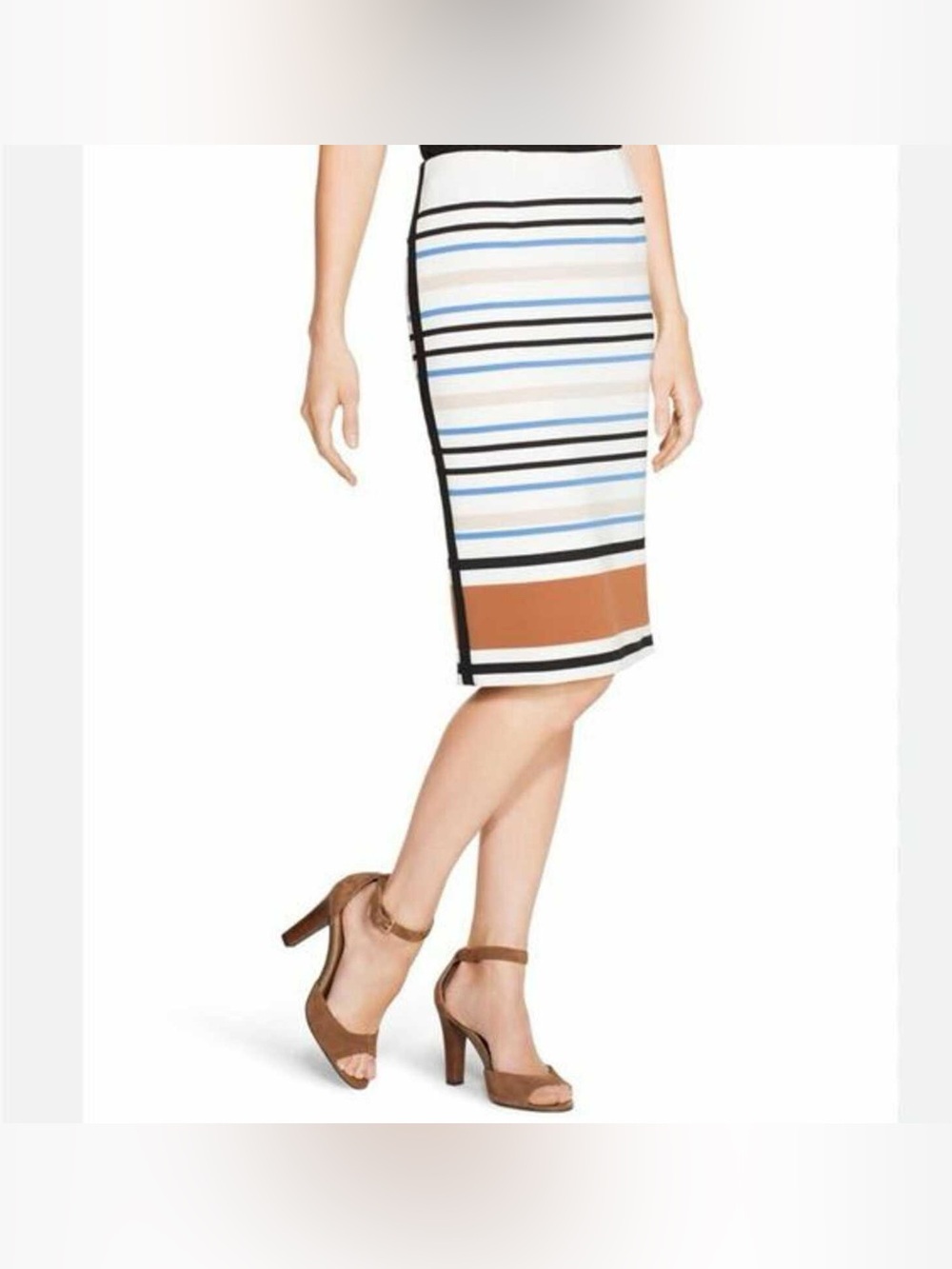 Like New WHBM White House Black Market Pencil Striped Ribbed Skirt Sz. 4